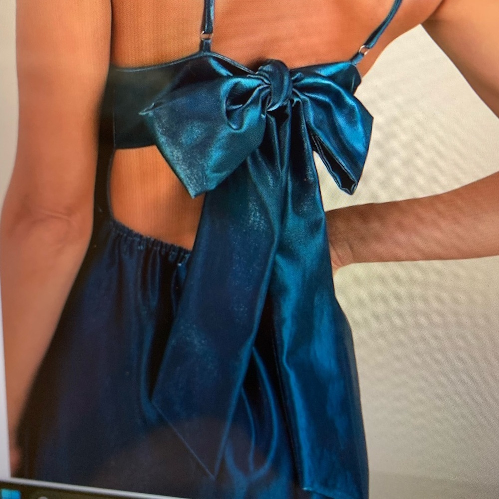 Lulu's Shimmering Teal Prom Dress